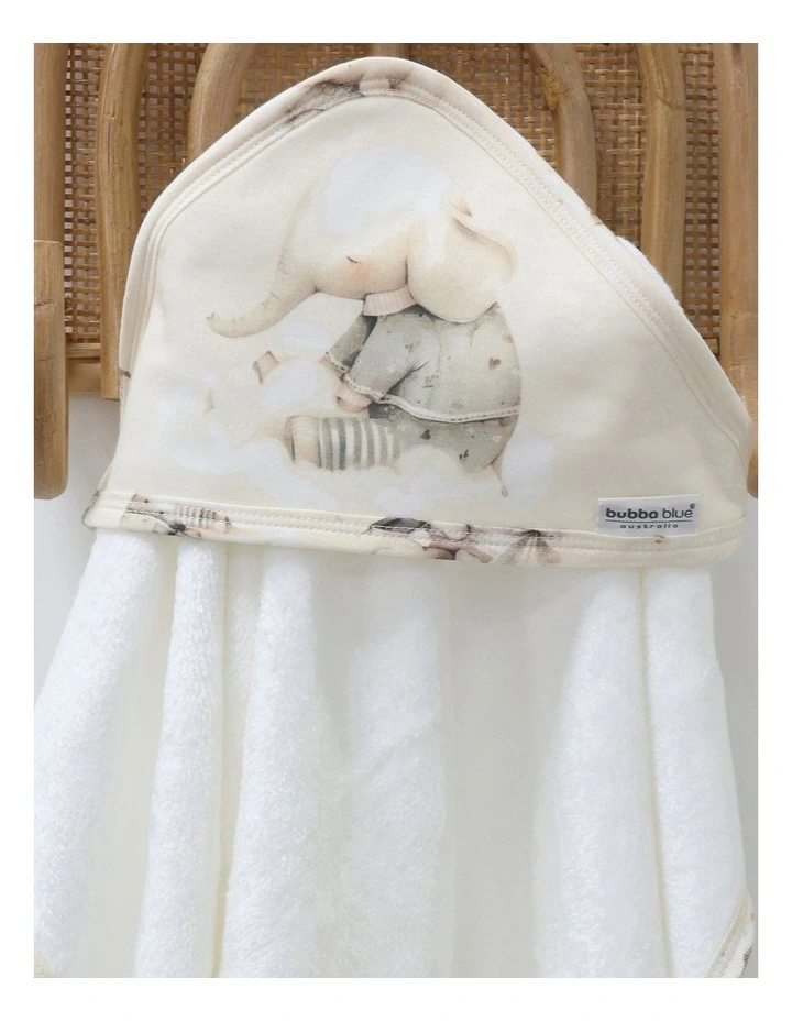 Elephant Bedtime Hooded Towel in Multi image 5