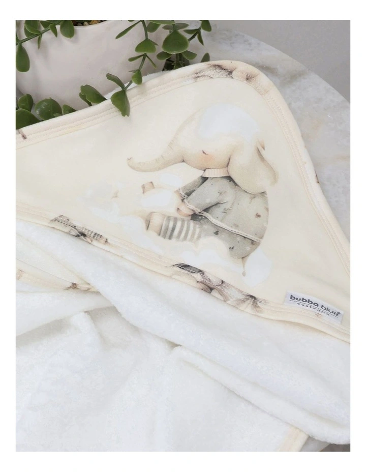 Elephant Bedtime Hooded Towel in Multi image 6