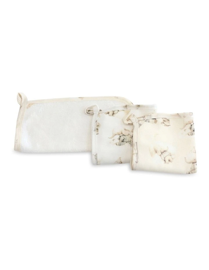 Elephant Bedtime Wash Cloths 3 Pack in Multi image 1