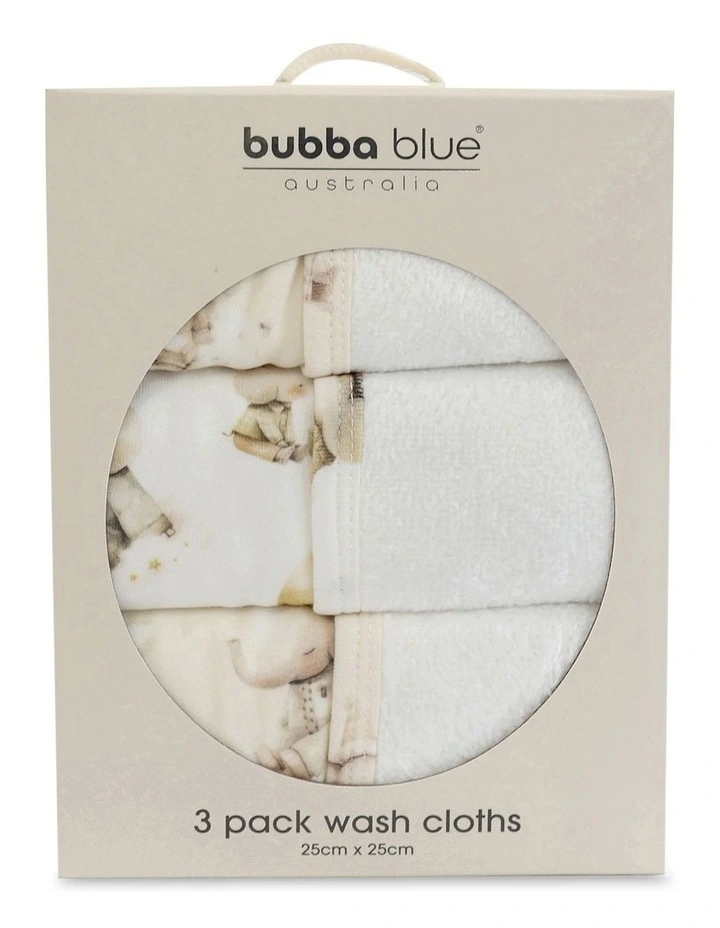 Elephant Bedtime Wash Cloths 3 Pack in Multi image 3