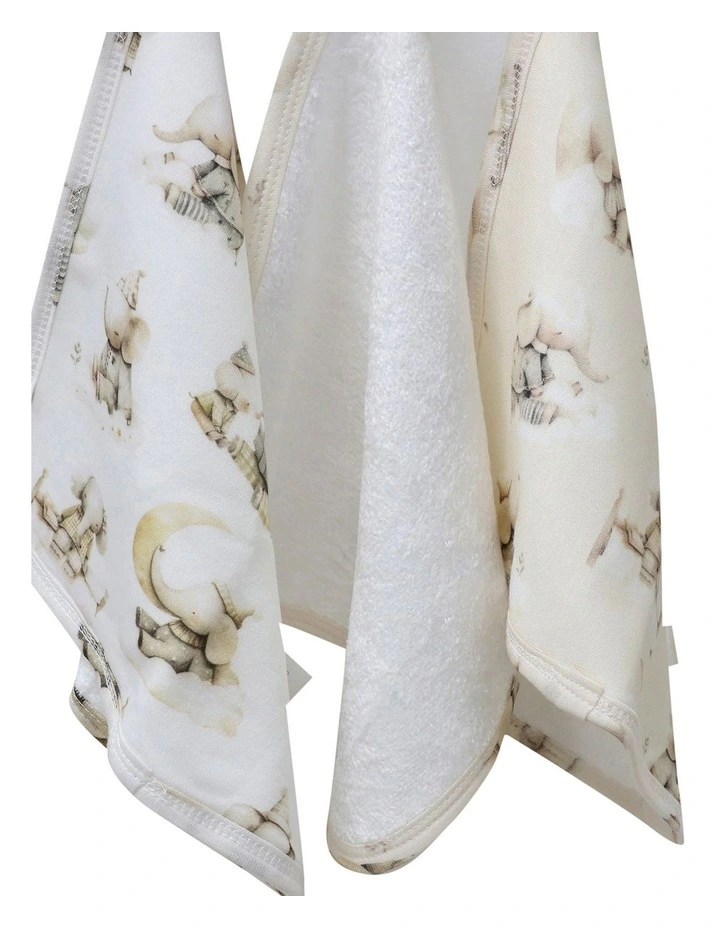 Elephant Bedtime Wash Cloths 3 Pack in Multi image 4