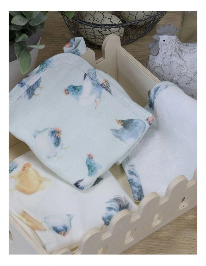 Little Rooster Wash Cloths 3Pack in Multi image 2
