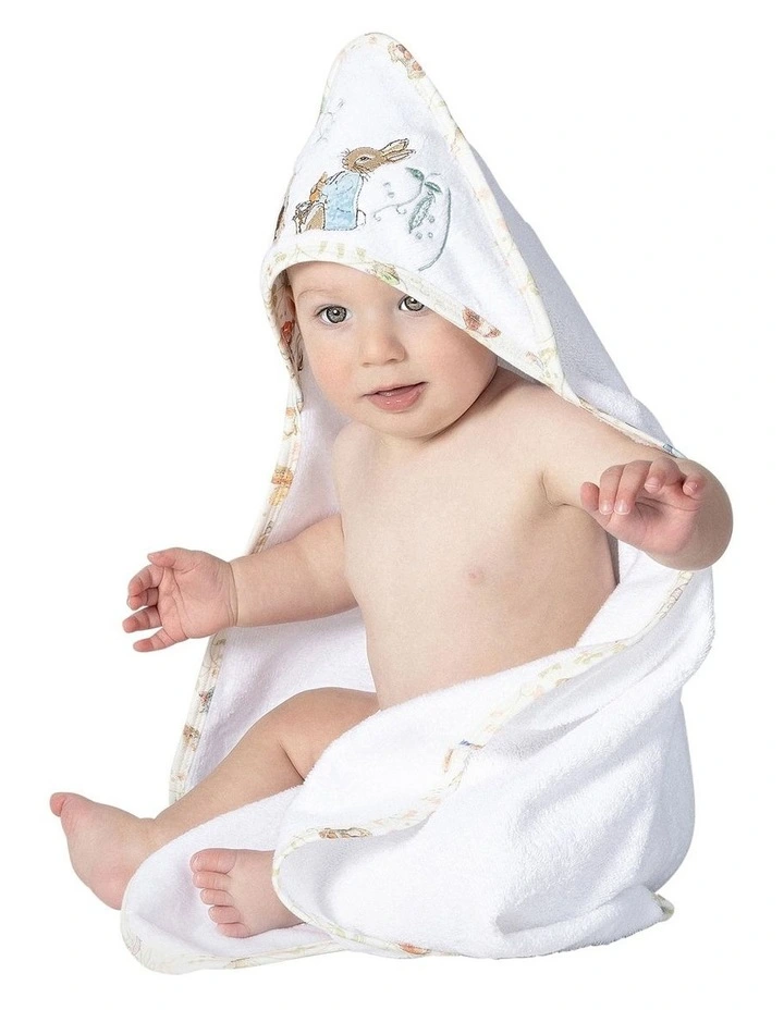 Benjamin Bunny Hooded Towel in White image 3