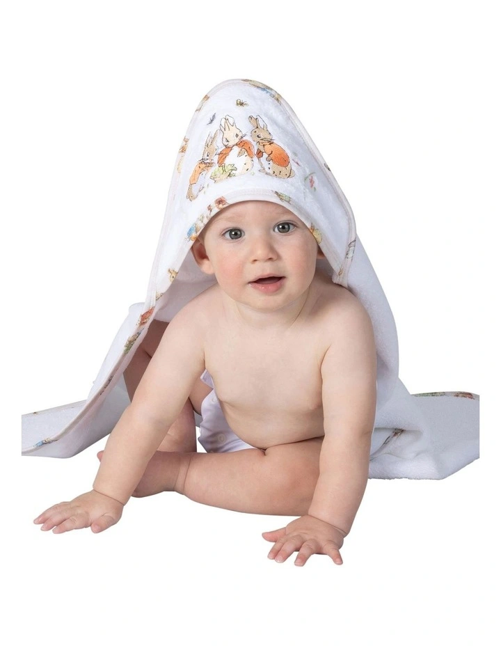 Flopsy Mopsy and Cottontail Hooded Towel in White image 3