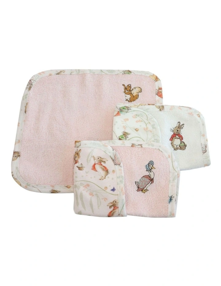 Flopsy Mopsy and Cottontail Wash Cloths 3 Pack in Pink image 1