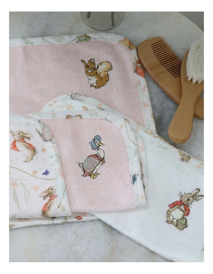 Flopsy Mopsy and Cottontail Wash Cloths 3 Pack in Pink image 3