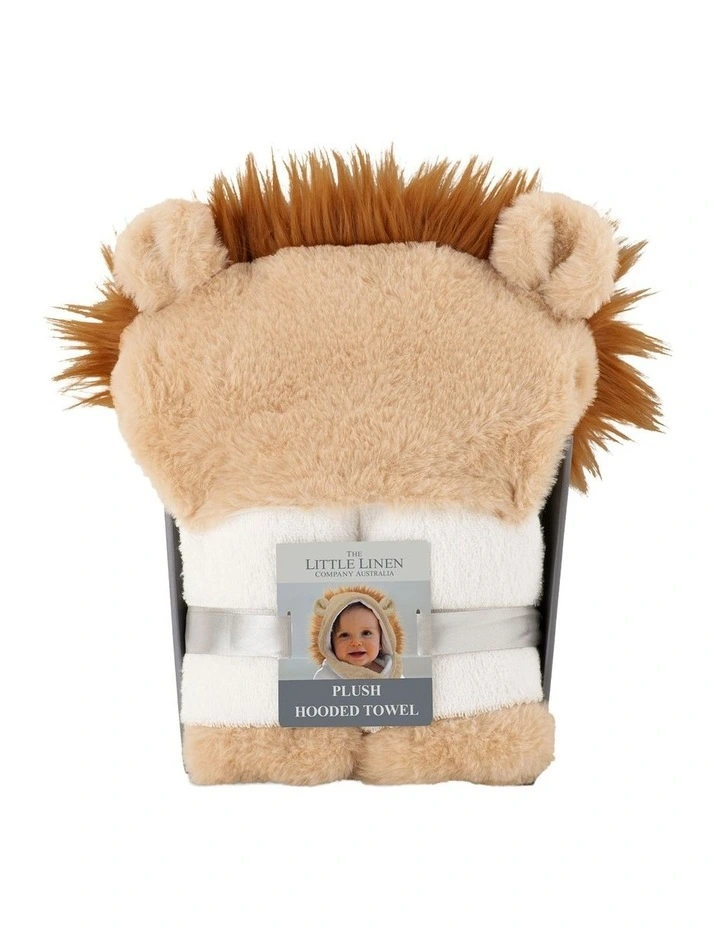 Plush Hooded Towel in Savanna Lion image 1