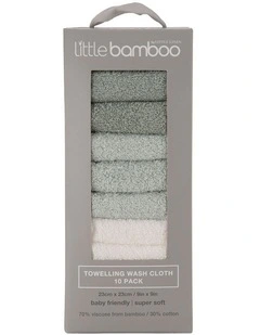 Towelling Washer 10 Pack in Multi