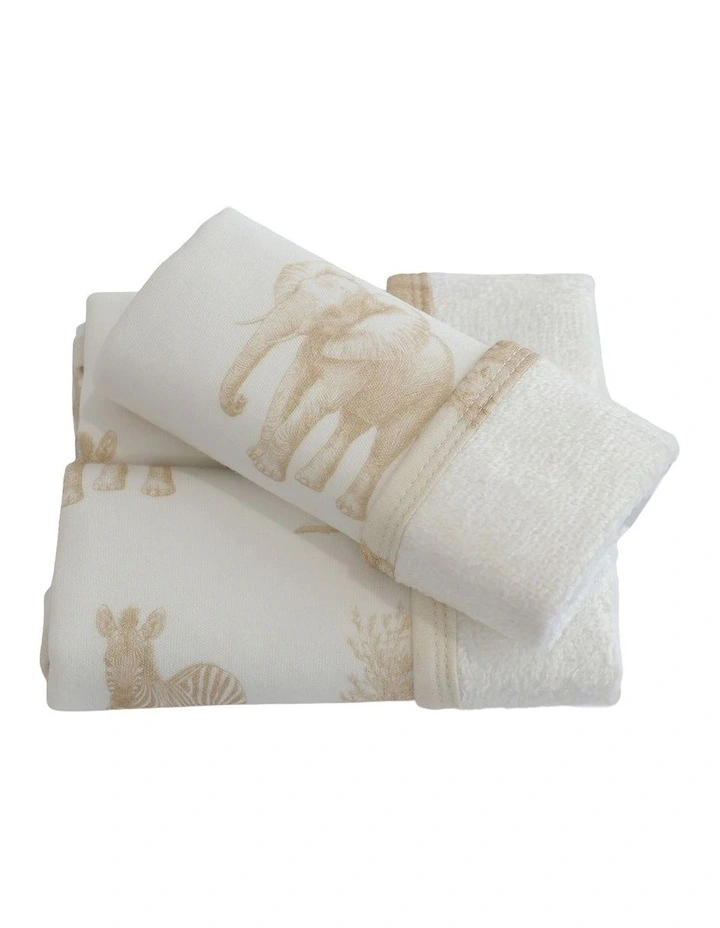 Serengeti Face Washers 3 Pack in Cream image 1