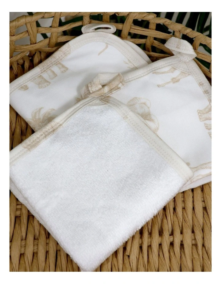 Serengeti Face Washers 3 Pack in Cream image 5
