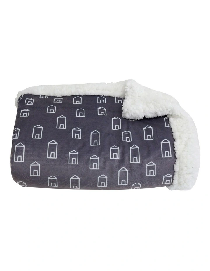 Bubba Blue Nordic Velour Cuddle Blanket With Fleece Lining In Charcoal