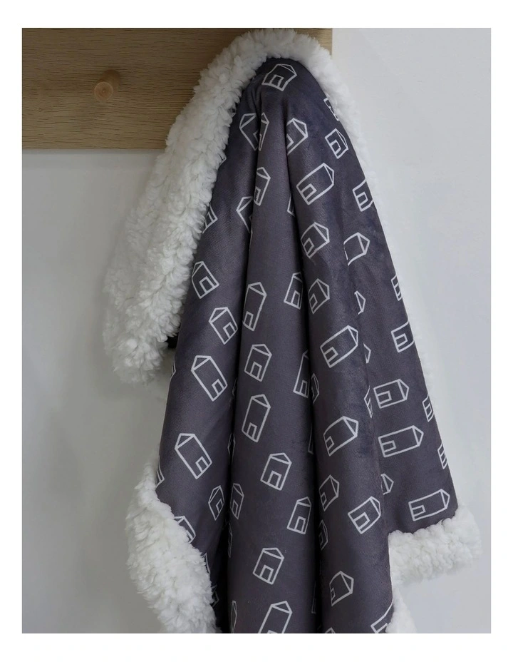 Bubba Blue Nordic Velour Cuddle Blanket With Fleece Lining In Charcoal