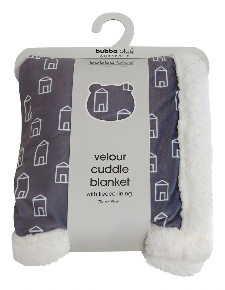 Bubba Blue Nordic Velour Cuddle Blanket With Fleece Lining In Charcoal