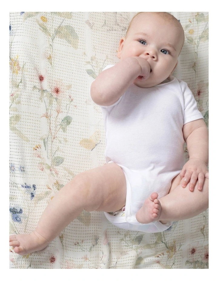 Sleeping Bunny Cellular Blanket in White image 5