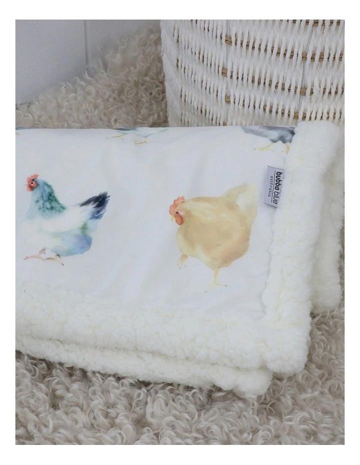 Little Rooster Cuddle Blanket in Blue image 3