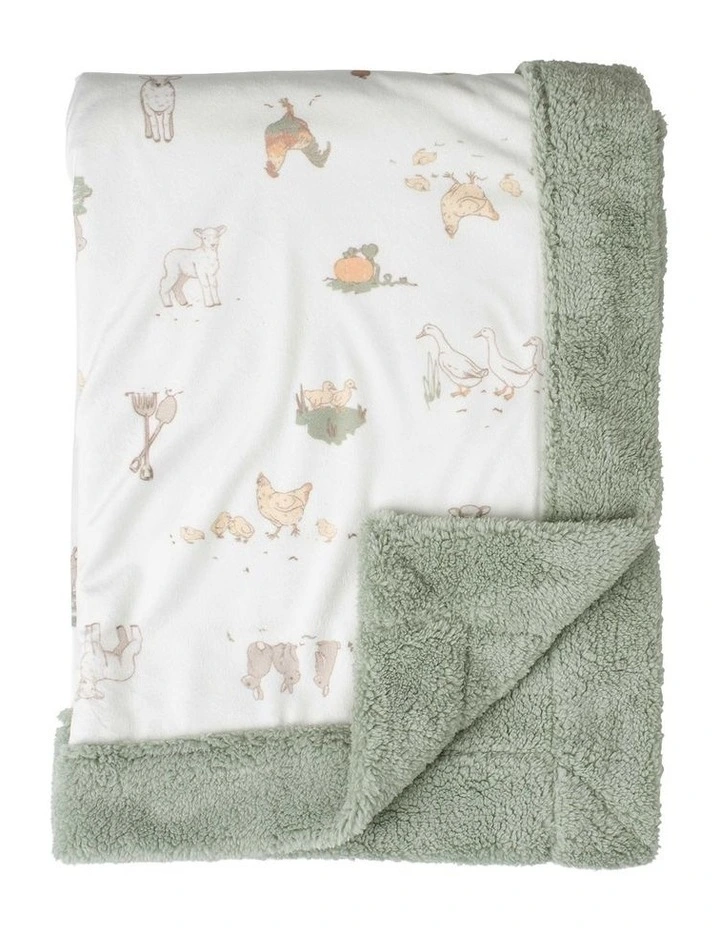 Farmyard Lamb Snuggle Blanket in Green image 3