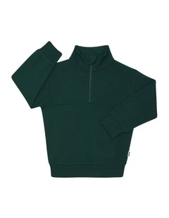 Kids Tech Sweats 1/2 Zip Pullover in Cotton Forest Gem