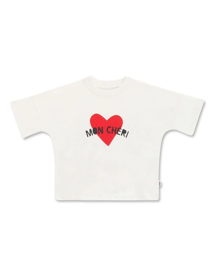 Kids Short Sleeve Drop Shoulder Tee in Mon Cheri image 1