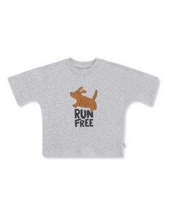 Short Sleeve Drop Shoulder Tee in Grey