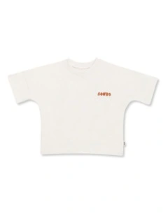 Kids Short Sleeve Drop Shoulder Tee in Bounce Club Vanilla