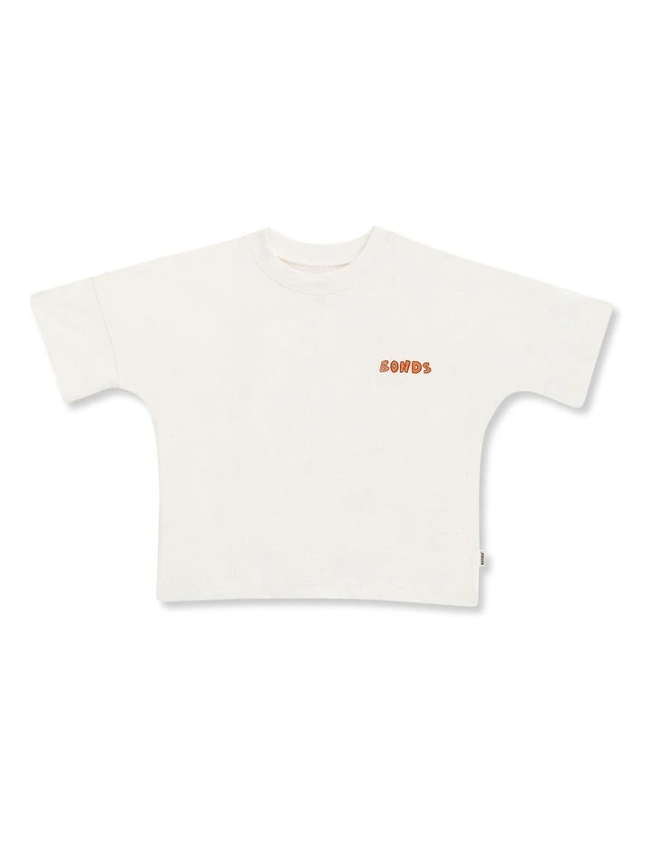 Kids Short Sleeve Drop Shoulder Tee in Bounce Club Vanilla image 1