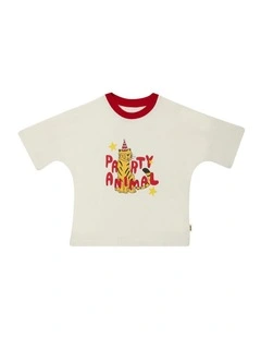 Short Sleeve Drop Shoulder Tee in Cream