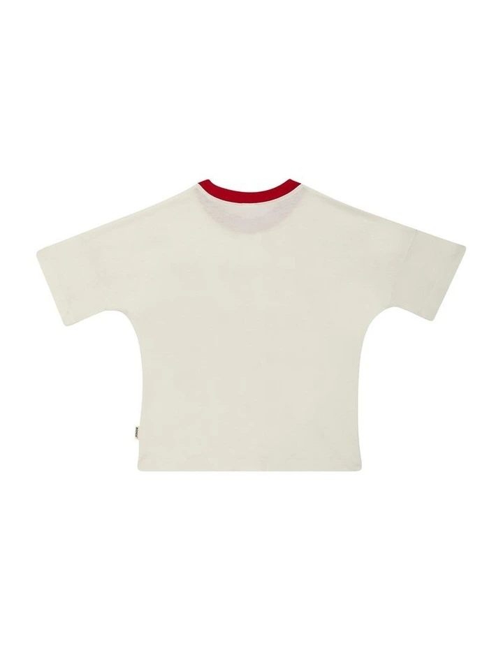 Short Sleeve Drop Shoulder Tee in Cream image 2
