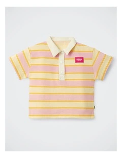 Kids Rugby Tee in Classic Rugby Stripe Pink