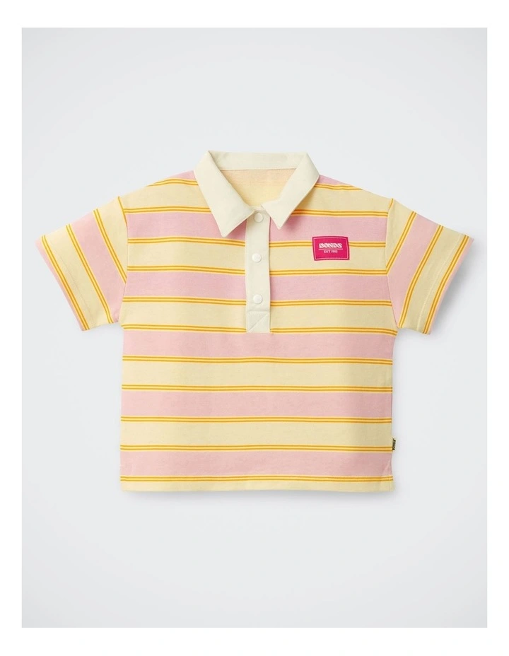 Kids Rugby Tee in Classic Rugby Stripe Pink image 1