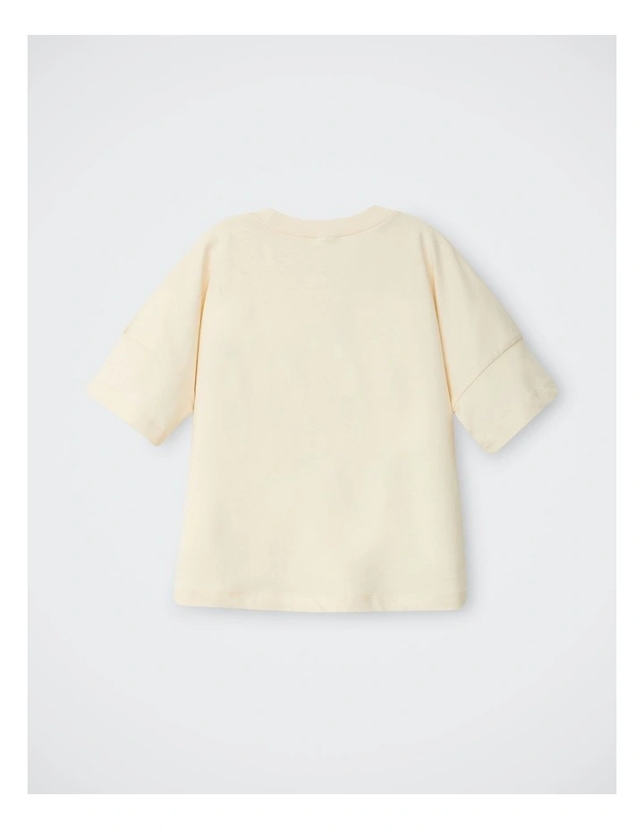 Kids Short Sleeve Drop Shoulder Tee in Flower Grid image 2