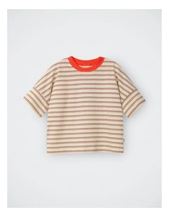 Kids Drop Shoulder Tee in Tri Stripe