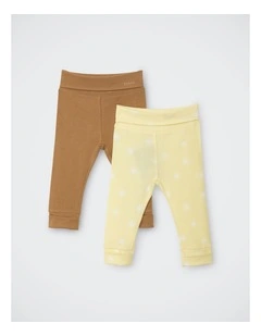 Baby Wondergrow Print Legging 2 Pack in Sunday Sun / Spiced Nutmeg