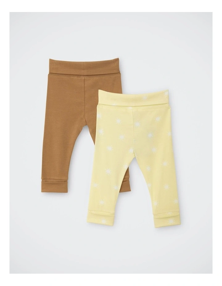 Baby Wondergrow Print Legging 2 Pack in Sunday Sun / Spiced Nutmeg image 2