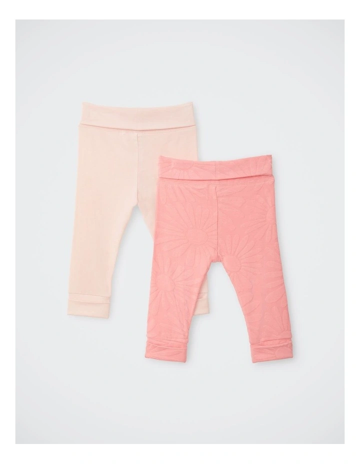 Baby Wondergrow Textured Legging 2 Pack in Daisy Dream / Plush Party image 2