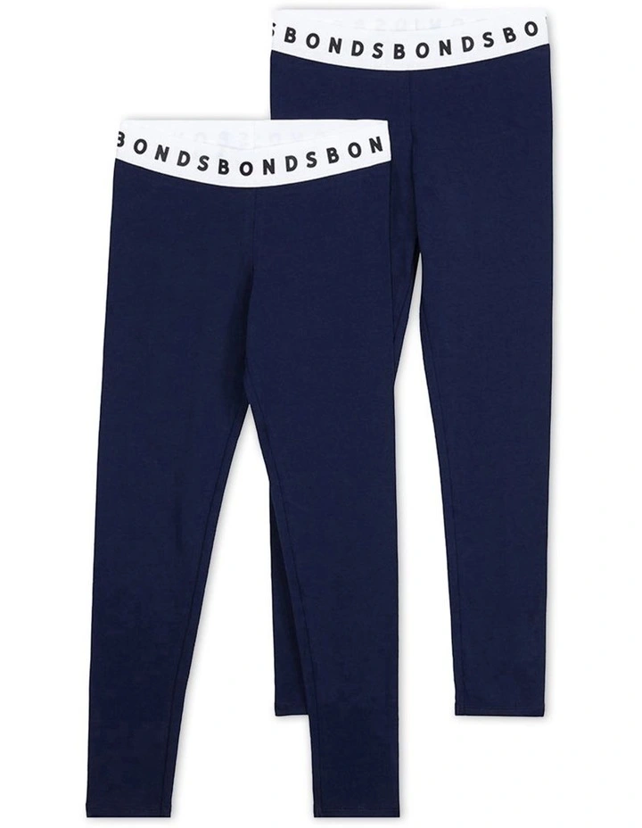 Hipster Legging 2 Pack (Sizes 1-10) in Navy image 1