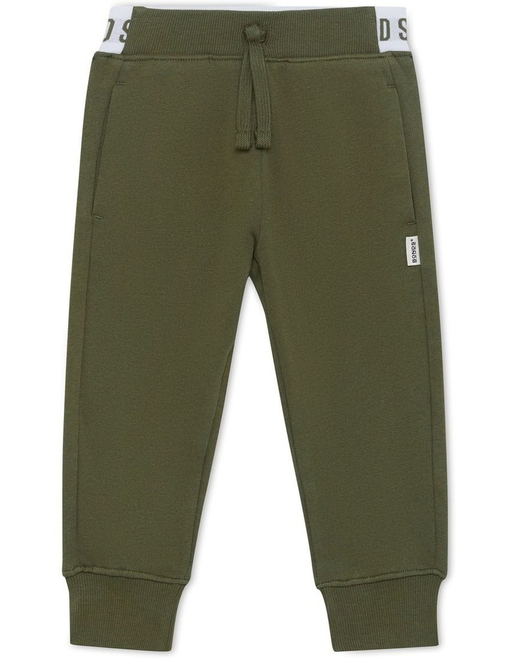 Logo Fleece Trackie in Hiker Green Khaki