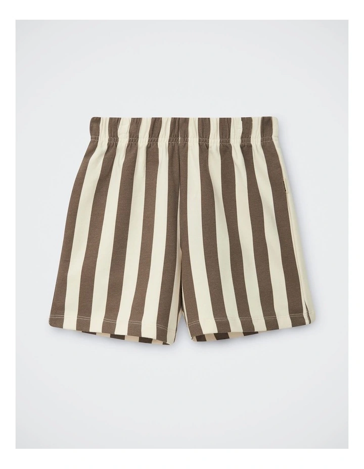 Kids Soft Threads Short in Bonds Vertical Small Stripe Brown image 1