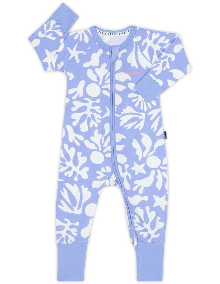 Baby Zip Wondersuit in Floral Coral Blue