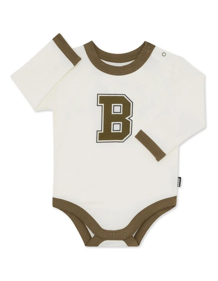 Roomies Long Sleeve Bodysuit Print in Khaki image 1