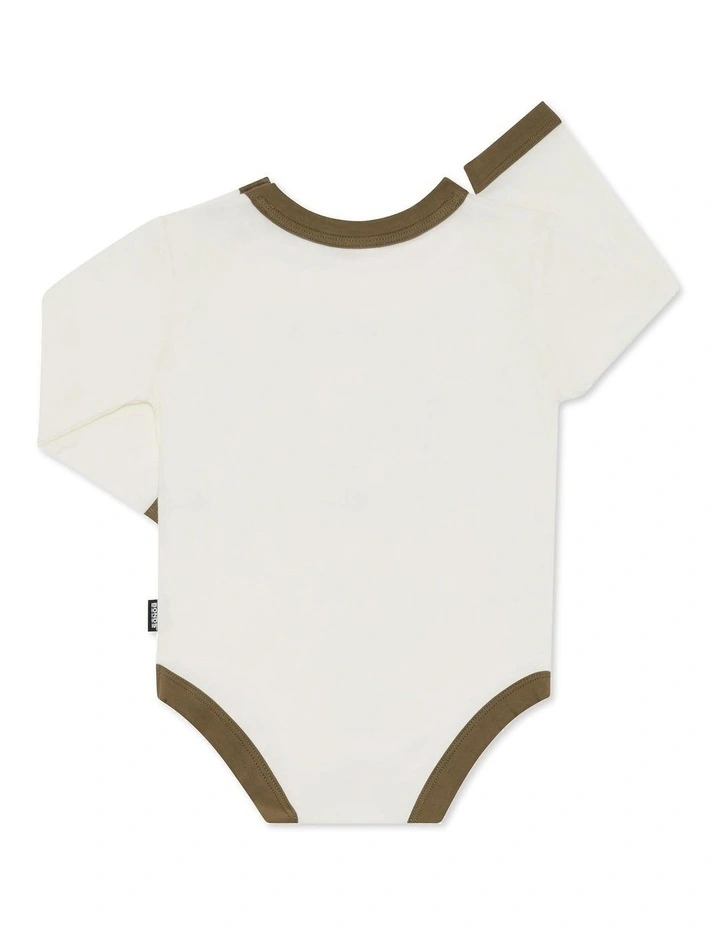 Roomies Long Sleeve Bodysuit Print in Khaki image 2