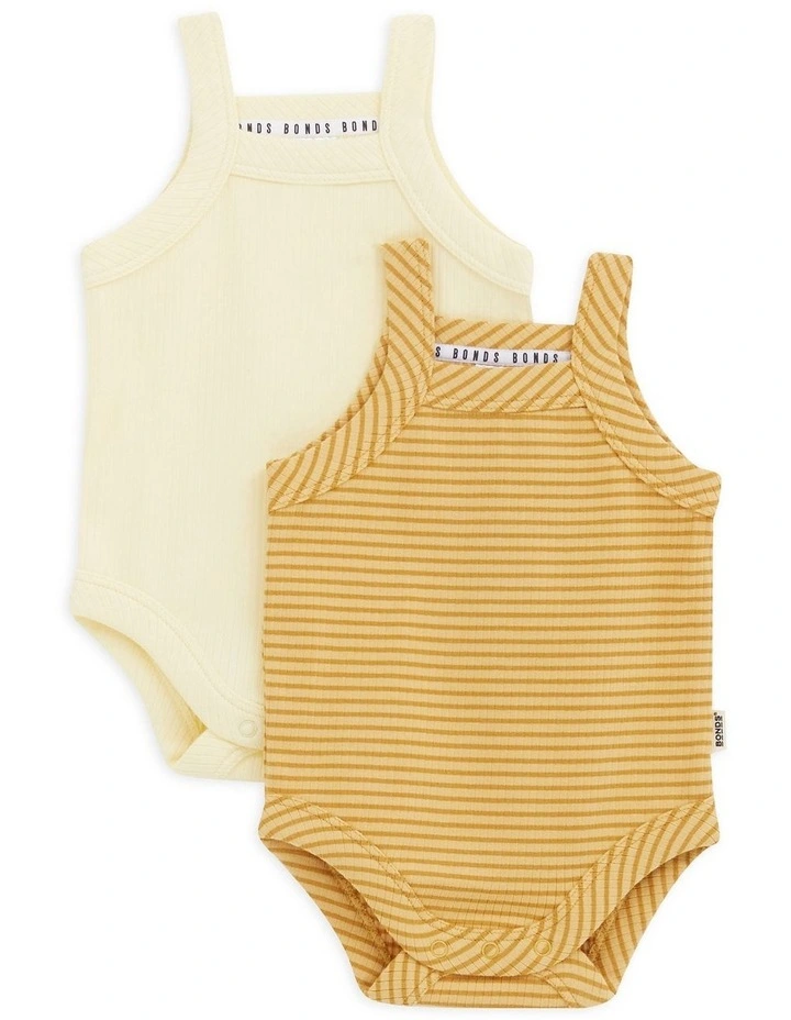 Newbies Rib Singlet Suit 2 Pack in Multi image 1