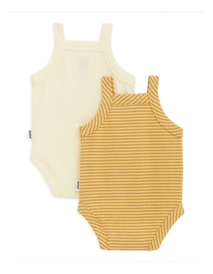 Newbies Rib Singlet Suit 2 Pack in Multi image 2