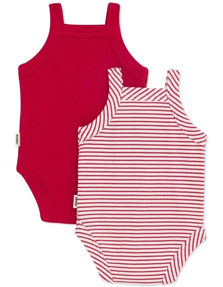 Newbies Rib Singlet Suit 2 Pack in Multi image 2