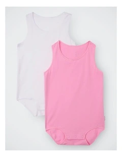 Baby Value Singletsuit 2 Pack in Pink and White