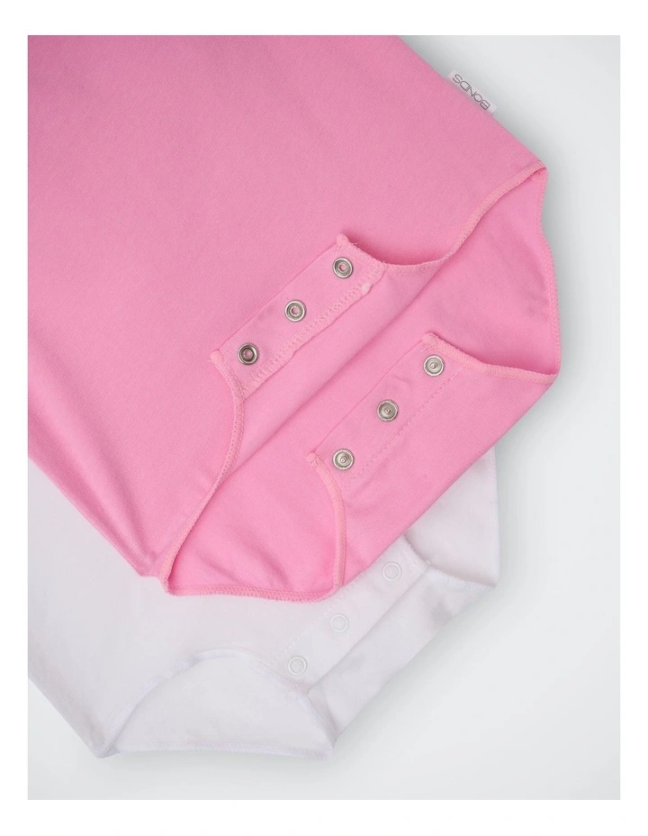 Baby Value Singletsuit 2 Pack in Pink and White image 3