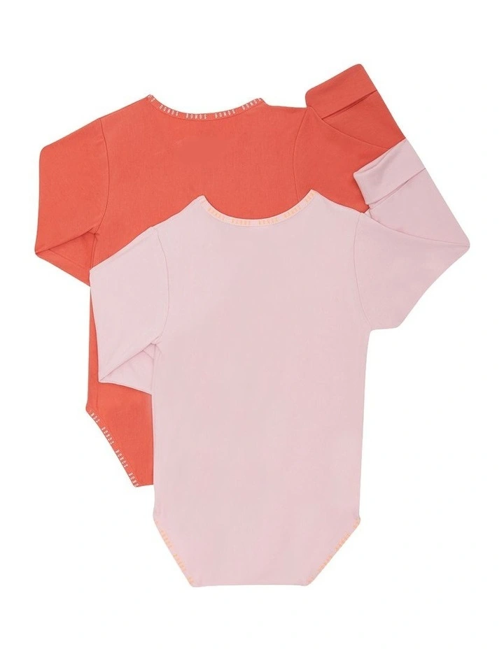 Baby Wondergrow Long Sleeve Bodysuit 2 Pack in Pink image 2