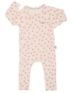 Baby Pointelle Coverall in Petal Pop