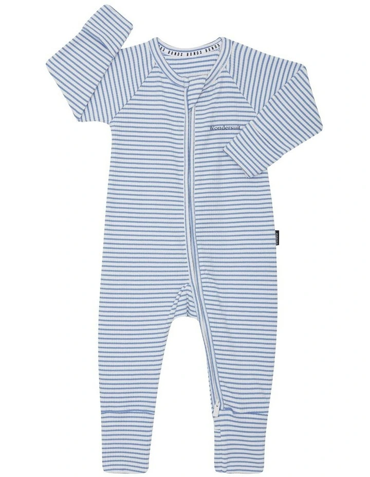 Baby Newbies Wide Needle Rib Zippy in Blue image 1