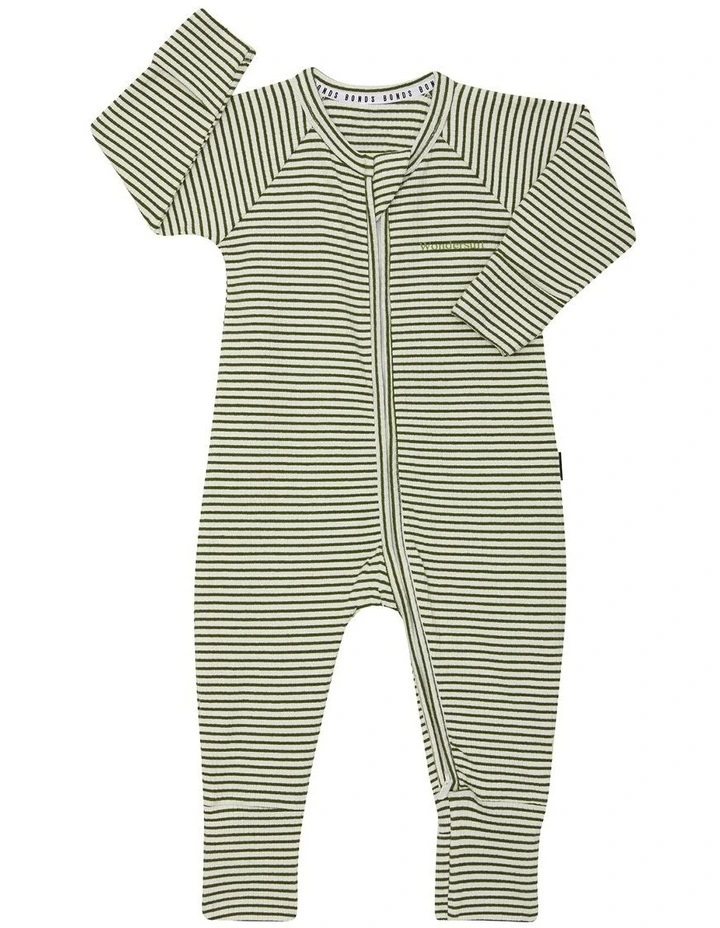 Baby Newbies Wide Needle Rib Zippy in Khaki image 1