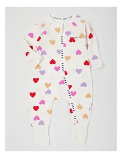 Baby Wondercool Zip Wondersuit in Heart Confetti